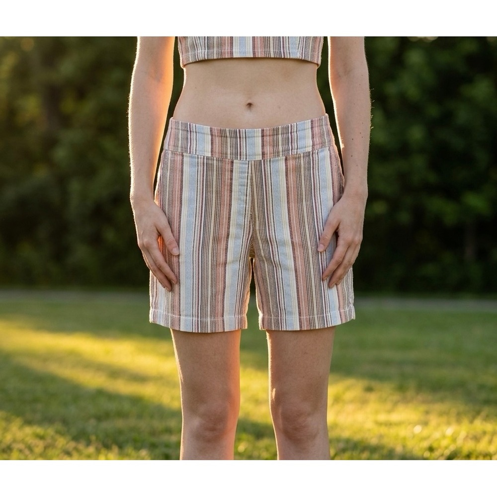 Westbound Park Avenue Fit Striped Shorts Womens Sz 16 Multicolor Pull On Comfort